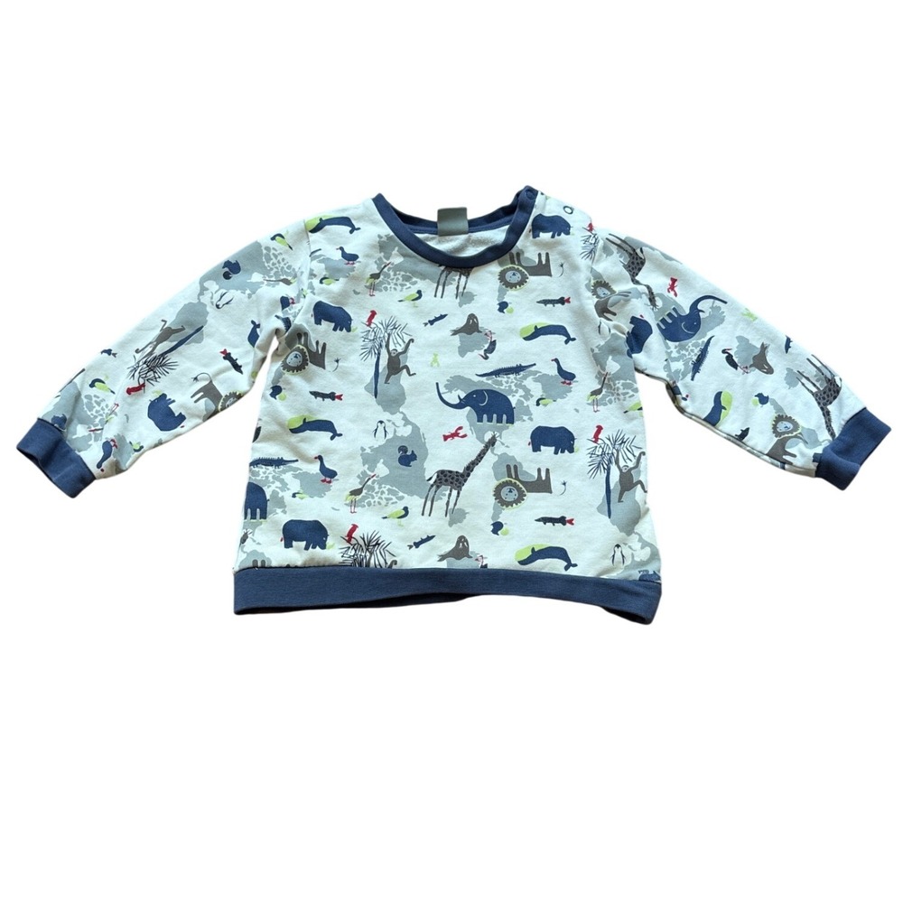 Kanz Sweatshirt Kids White Animal World Map Print Long Sleeve‎ SIZE 9M